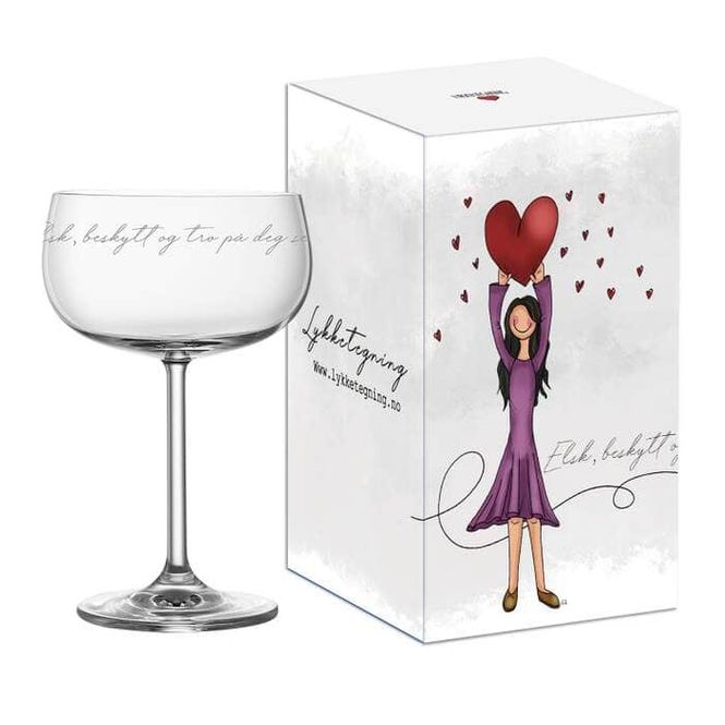 Hovedbilde Champagneglass - ELSK, BESKYTT OG TRO PÅ DEG SELV