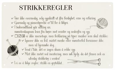 Skilt - Strikkeregler