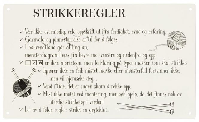 Hovedbilde Skilt - Strikkeregler