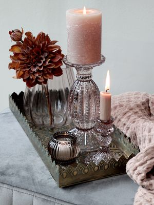 Vase/lykt m. riller - stor