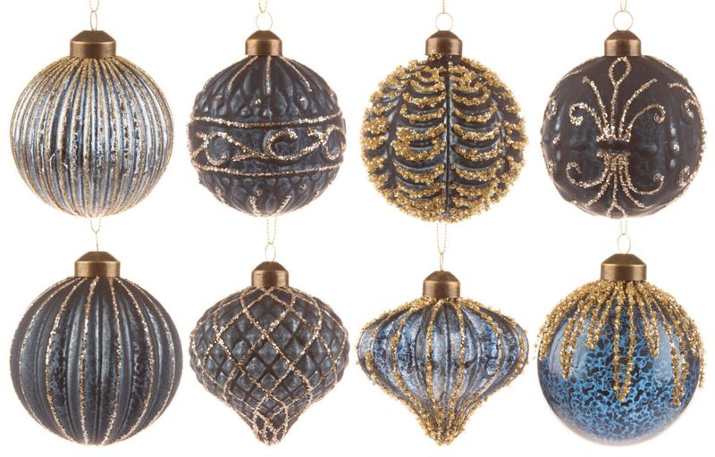 Julekuler bl&aring; - 16 stk i eske