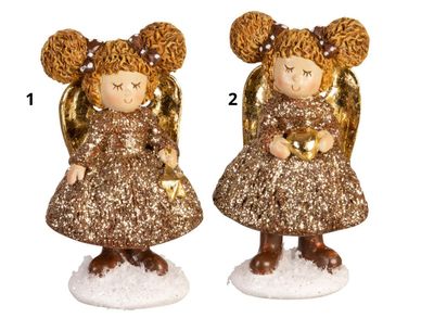 Figur jente / engel i brunt og gull - 2 varianter