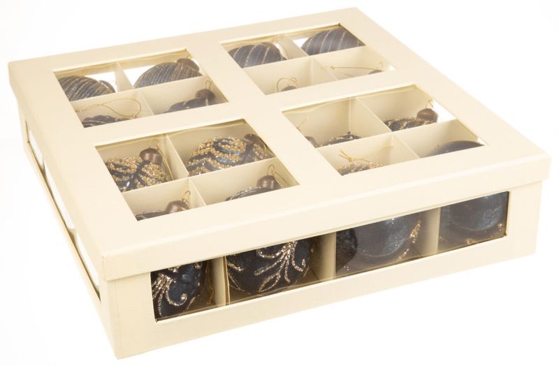 Julekuler bl&aring; - 16 stk i eske